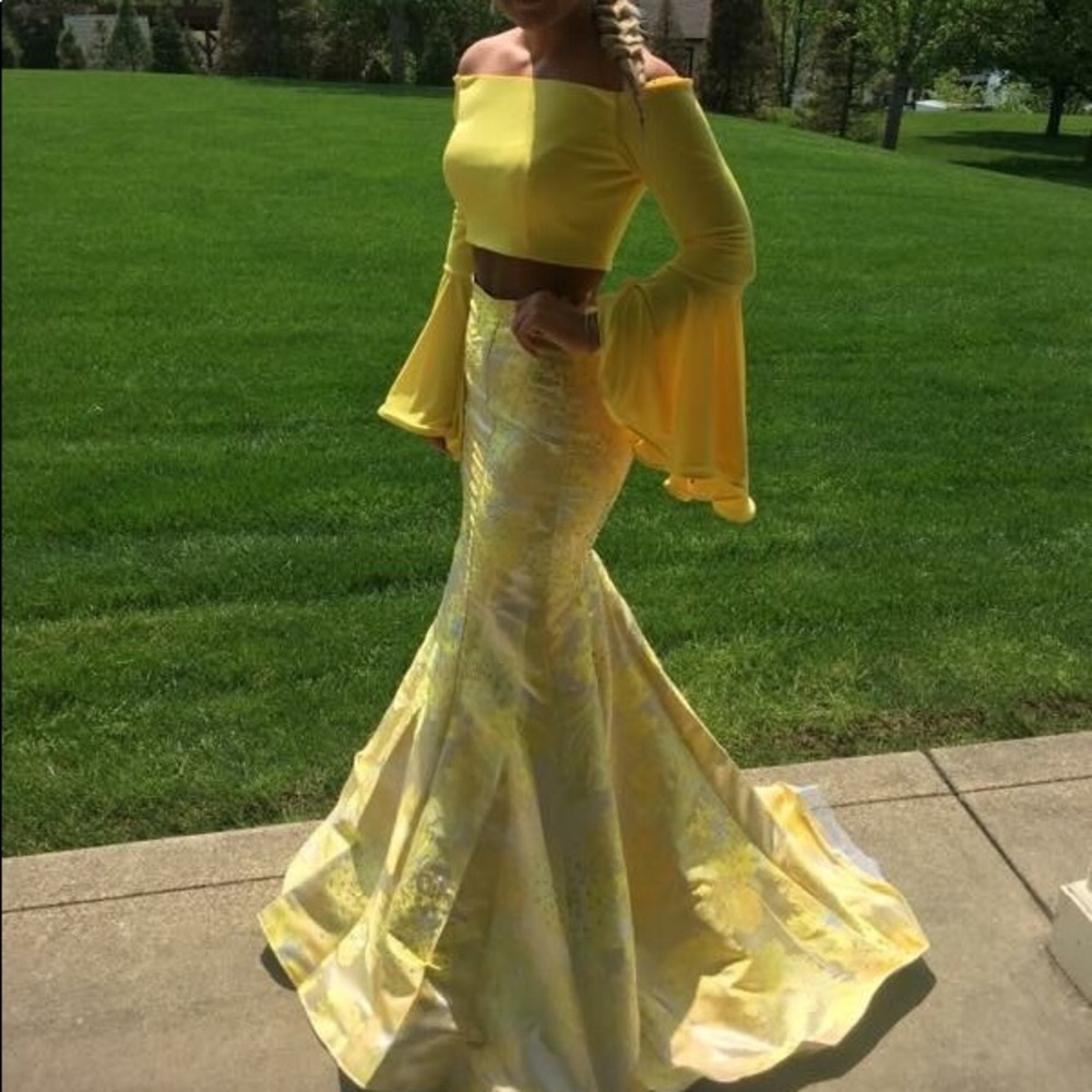 Jovani Two Piece Yellow Prom Dress - Picture 1 of 3
